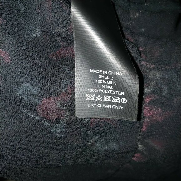 NWT278 KATE SPADE New York Size S Tapestry Chiffon 100% Silk Lined Ruffle Blouse - Picture 6 of 7